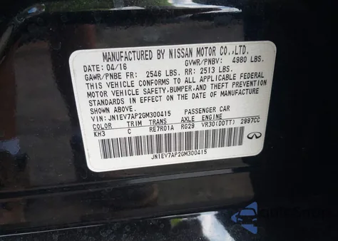 2016 Infiniti Q50 3.0T Premium z USA, uszkodzony, nr VIN JN1EV7AP2GM300415